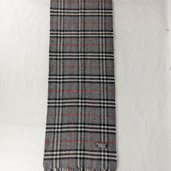 Burberry Lambswool Plaid Scarf Gray Unisex | Warm Soft Luxury | Fast Shipping - Picture 5 of 7